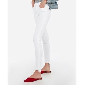 EXPRESS Mid Rise White Ankle Skinny Jeans
